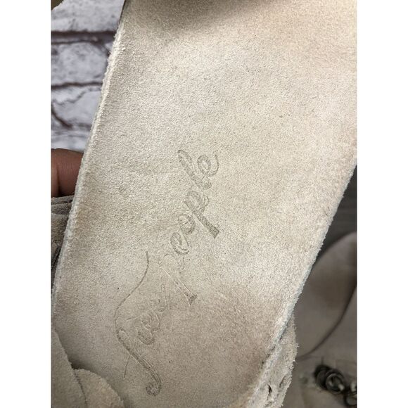 Free People Grey Suede Leather Collins Thong Chain Strappy Sandals Women 37EU/6M - Picture 11 of 16